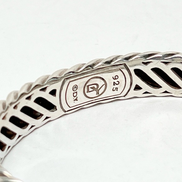 David Yurman 10mm Waverly Praisiolite Diamond Cuff Bracelet .925 - Picture 7 of 10